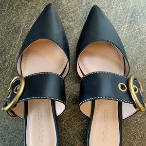 COACH gold buckle d’orsay slide flat | size 6